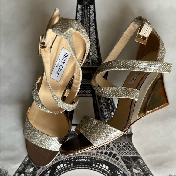 Jimmy Choo Glittering Gold Wedges
